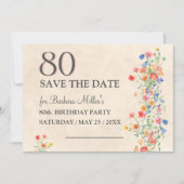 Bloemrijke 80e Verjaardag Elegant Feest Save The Date (Voorkant)