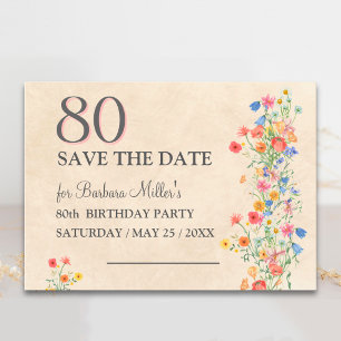 Bloemrijke 80e Verjaardag Elegant Feest Save The Date