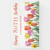 Bloemrijke 80ste verjaardag spandoek (Verticaal)