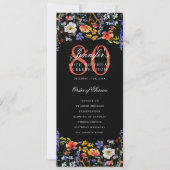 Bloemrijke 80ste verjaardagsprogramma menu dank je kaart (Voorkant)