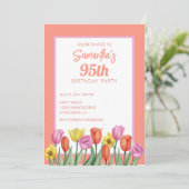 Bloemrijke 95e verjaardagsfeestje kaart (Staand voorkant)