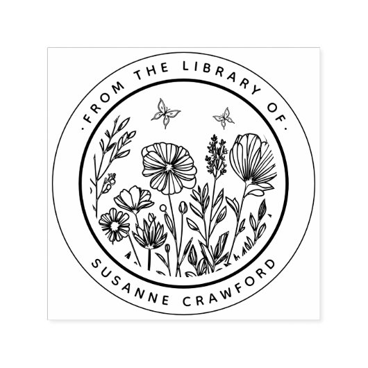 Bloemrijke aangepaste boek van de bibliotheek van  zelfinktende stempel (Design)