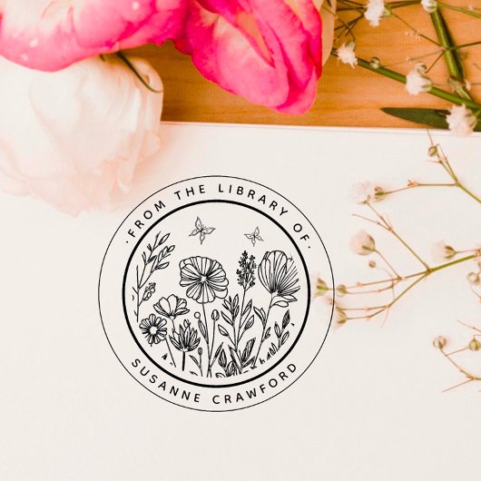 Bloemrijke aangepaste boek van de bibliotheek van  zelfinktende stempel