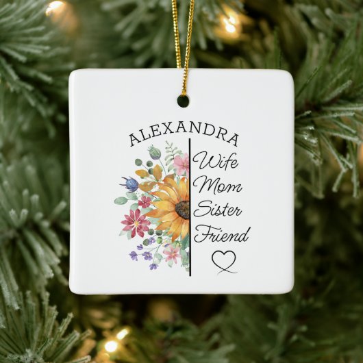 Bloemrijke aangepaste naam & tekst vrouw moeder zu keramisch ornament (Boom)