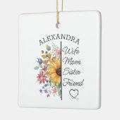Bloemrijke aangepaste naam & tekst vrouw moeder zu keramisch ornament (Links)