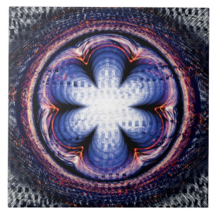 Bloemrijke abstracte blauw decoratie tegeltje