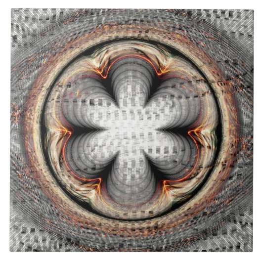 Bloemrijke abstracte decoratie tegeltje (Voorkant)
