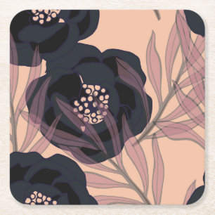 Bloemrijke abstracte elegantie, artistieke achterg kartonnen onderzetters