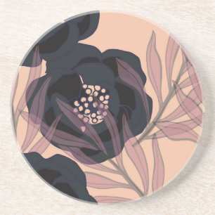 Bloemrijke abstracte elegantie, artistieke achterg zandsteen onderzetter