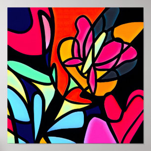 Bloemrijke Abstracte neurografische lijntekening Poster