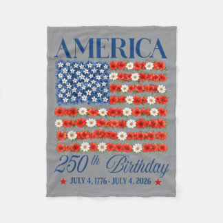 Bloemrijke Amerikaanse vlag 250e verjaardag 1776 2 Fleece Deken