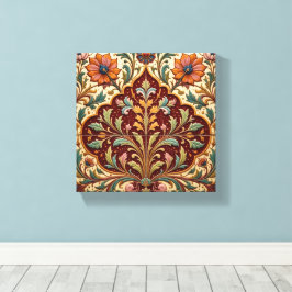 Bloemrijke Arabesque Keramiek Canvas Afdruk
