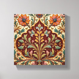 Bloemrijke Arabesque Keramiek Canvas Afdruk