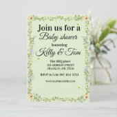 Bloemrijke baby shower uitnodiging (Staand voorkant)
