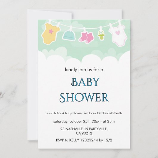 Bloemrijke babyshower uitnodiging (Voorkant)