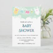 Bloemrijke babyshower uitnodiging (Staand voorkant)