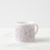 Bloemrijke barok roze patroon. monogram. espresso kop (Voorkant rechts)