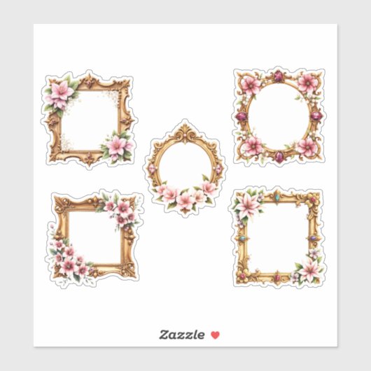 Bloemrijke Barokke Frame-Uitsnijdingsstickers Sticker (Vel)