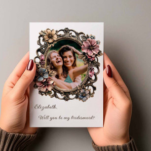 Bloemrijke Barokke Ovale Foto Bruidsmeisje Voorste