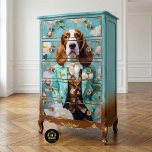 Bloemrijke Basset Hound in Turquoise Pak Decoupage Tissuepapier<br><div class="desc">Geef je volgende project een tijdloze charme en een vleugje hondenklasse met dit decoupage vloeipapier met een stijlvolle basset hound in een bloemmotief teal pak en das, omringd door delicate witte bloesems. Dit verfijnd en speelse ontwerp is perfect voor het opknappen van meubels, junk journals, luxe cadeauverpakkingen en unieke doe-het-zelfprojecten....</div>