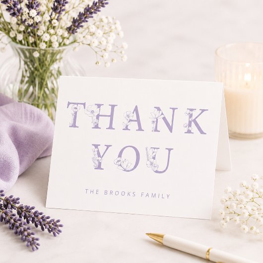 Bloemrijke bedankkaart | Lavendel babyshower