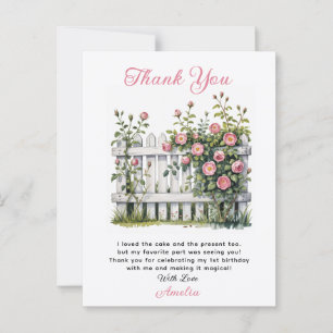 Bloemrijke bedankkaart voor eerste verjaardag  briefkaart