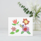 Bloemrijke bij bedankkaart briefkaart (Staand voorkant)