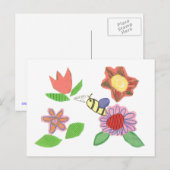 Bloemrijke bij bedankkaart briefkaart (Voorkant / Achterkant)