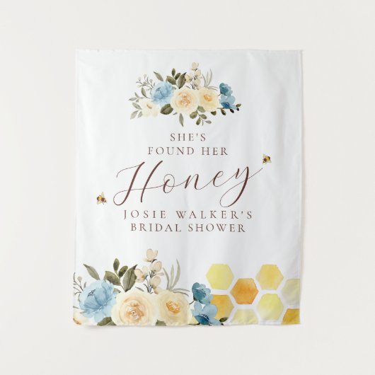 Bloemrijke Bij Bruiloftsdouche Wandkleed (Voorkant)