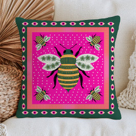 Bloemrijke Bij Illustraties Eclectische Cottagecor Kussen