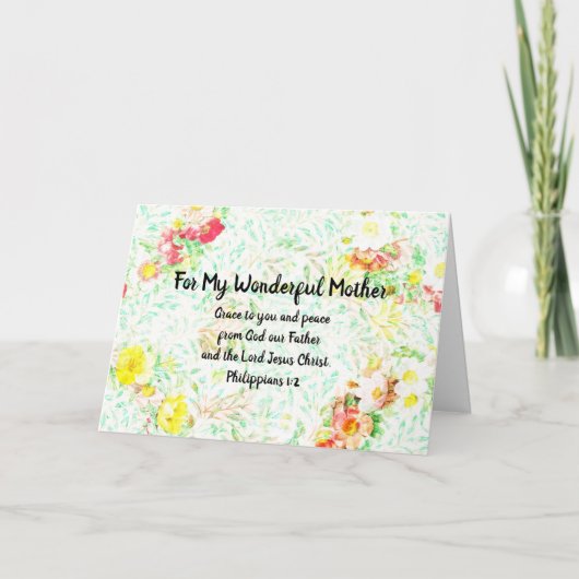 Bloemrijke Bijbeltekst Moederdag Filippenzen 1:2 Kaart (Voorkant)