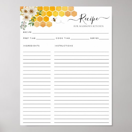 Bloemrijke Bijenkorf Hommels Bij Keuken Recept Poster (Voorkant)