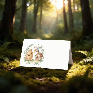 Bloemrijke Bijenkorven en kleine Bij Baby Shower D Plaatskaartje