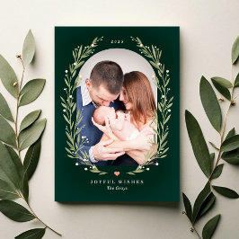 Bloemrijke Bliss Kerstvakantie Fotokaart Feestdagenkaart