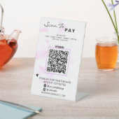 *~* Bloemrijke Blush Tafel Tent BETALEN. QR-code T Reclamebord Met Voetstuk (Insitu)