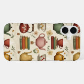 Bloemrijke Boeken en Thee iPhone Hoesje (Achterkant horizontaal)
