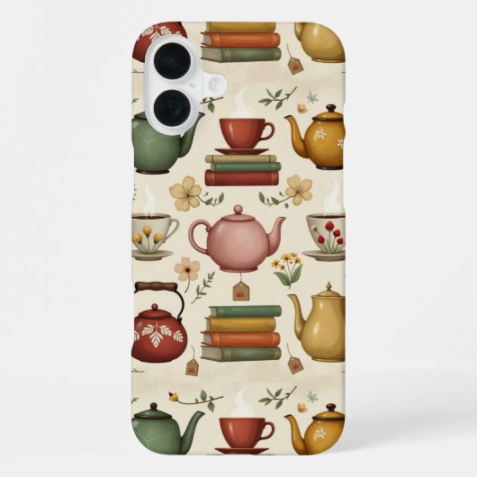 Bloemrijke Boeken en Thee iPhone Hoesje (Achterkant)