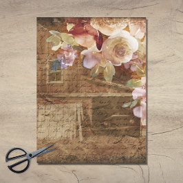 Bloemrijke Boerderij Rustieke Schuur Decoupage Tissuepapier