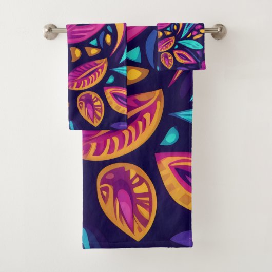 Bloemrijke Boho Abstract kleurrijk 16 Bad Handdoek (Insitu)