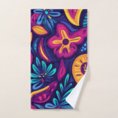Bloemrijke Boho Abstract kleurrijk 4 Bad Handdoek (Handdoek)