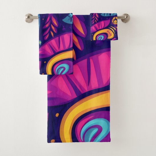 Bloemrijke Boho Abstract kleurrijk 7 Bad Handdoek (Insitu)