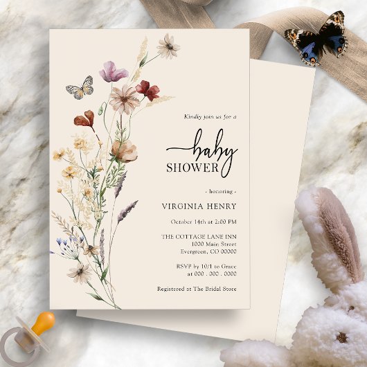 Bloemrijke Boho Baby Shower Kaart