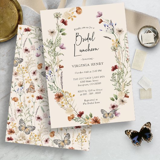 Bloemrijke Boho Bruiloft Luncheon Uitnodiging