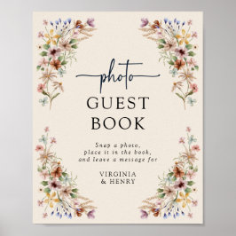 Bloemrijke Boho Gastboek Poster