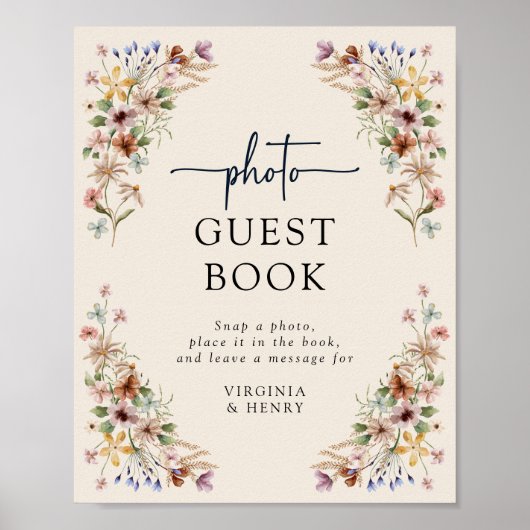 Bloemrijke Boho Gastboek Poster (Voorkant)
