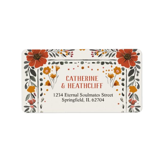 Bloemrijke Boho  Letterpress Tafelnummer Huwelijk Etiket (Voorkant)
