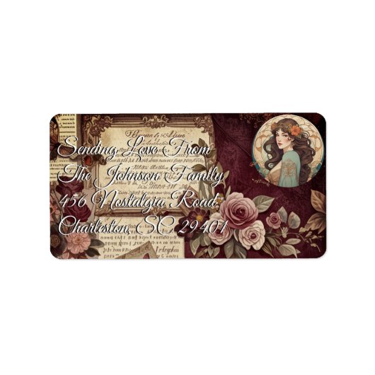 Bloemrijke Boho Liefdesbrieven – Romantisch Vintag Etiket (Voorkant)