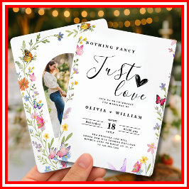 Bloemrijke Boho Niets Fancy Alleen Liefde Trouwfot Kaart