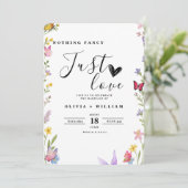 Bloemrijke Boho Niets Fancy Alleen Liefde Trouwfot Kaart (Staand voorkant)