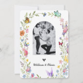 Bloemrijke Boho Niets Fancy Alleen Liefde Trouwfot Kaart (Achterkant)